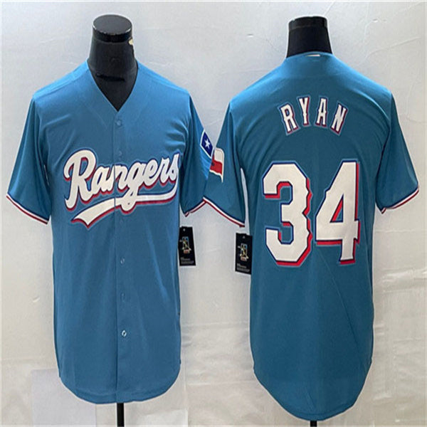 Los Angeles Dodgers #34 Nolan Ryan Blue Home Authentic Patch Jersey Baseball Jerseys